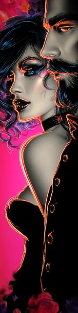 Free dark romance bookmark featuring vampires against a pink background